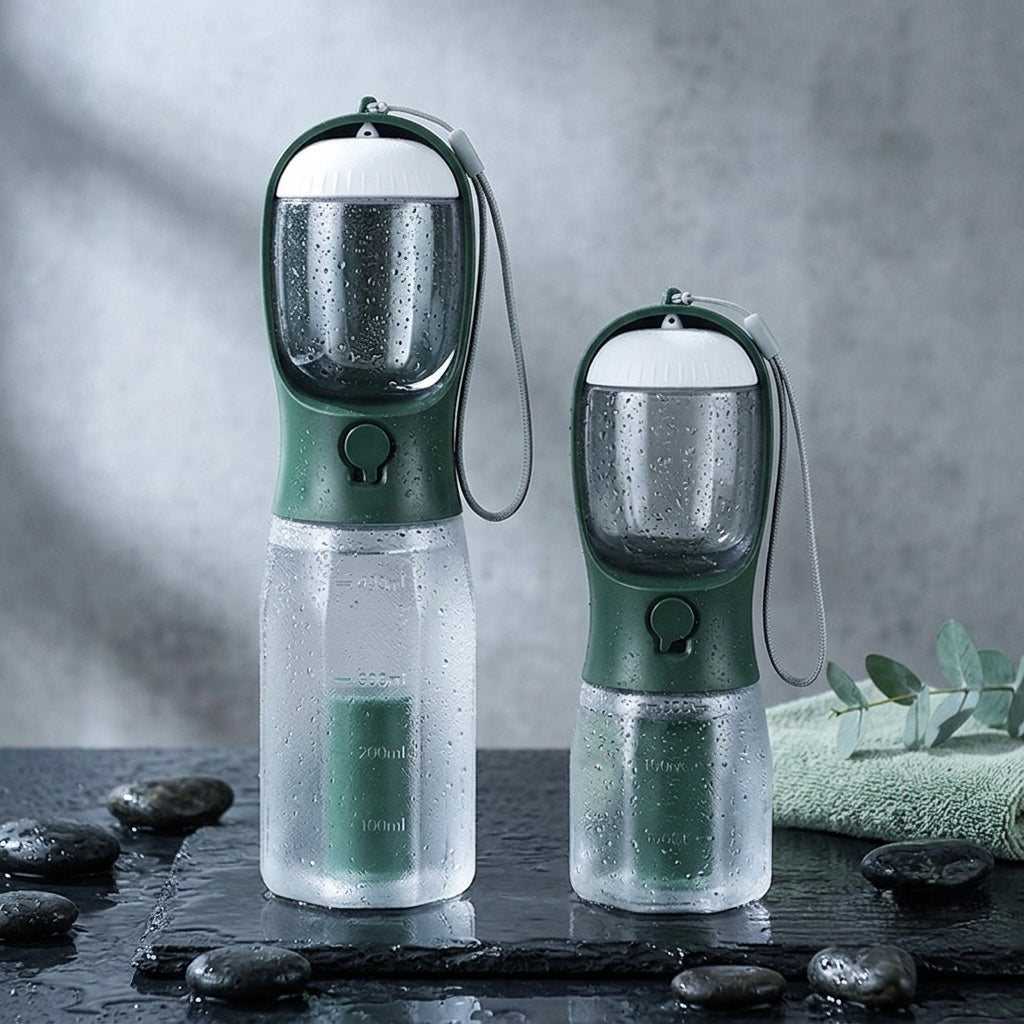 Forest Green Midori dog water bottle available in 300ml Day Hike and 600ml Expedition capacities
