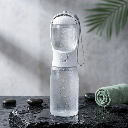 Glacier White 3-in-1 Portable Dog Water Bottle by Midori Stores for outdoor walks