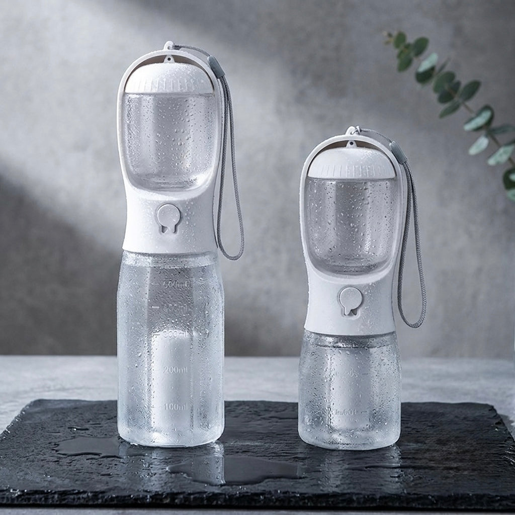 Glacier White Midori dog water bottle available in 300ml Day Hike and 600ml Expedition capacities