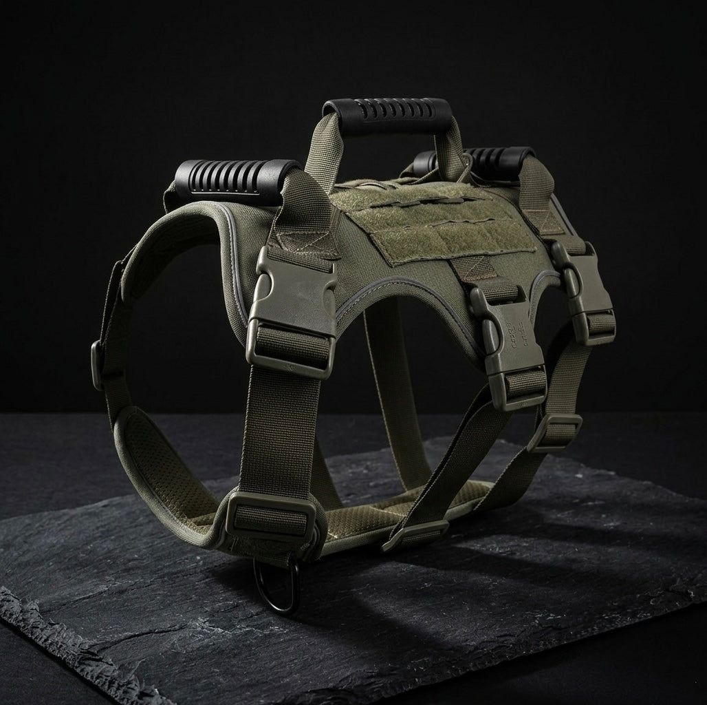 Ranger Green heavy-duty tactical dog harness by Midori Stores for ultimate control